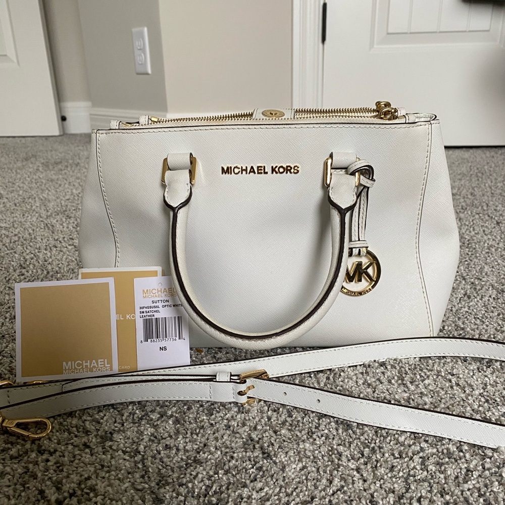 SOLD Authentic White Michael Kors Sutton Satchel